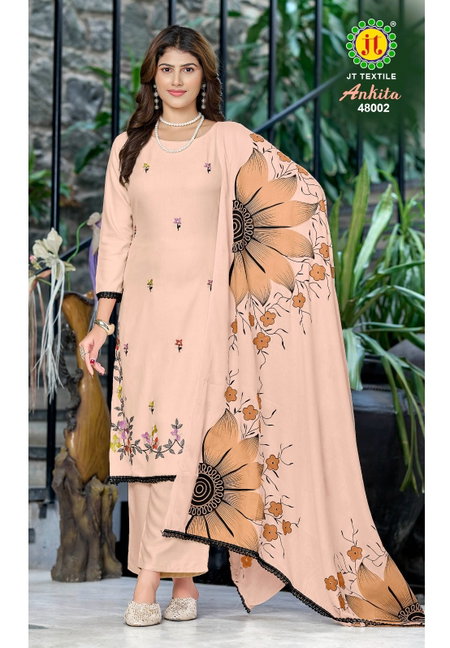 Ankita Vol 48 By Jt Rayon Printed Embroidery Dress Material Wholesale Online
